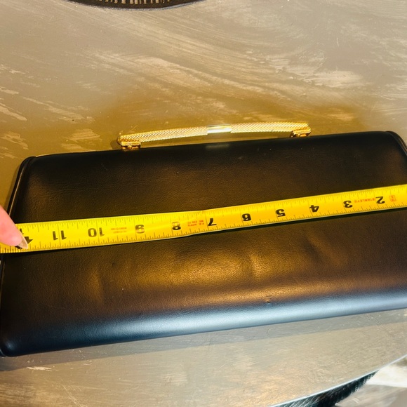 Elegant vintage Navy Clutch with Gold Accents - Picture 3 of 5